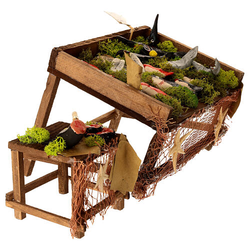 Marktstände mit Fisch aus Terrakotta, 2 Stück, im neapolitanischen Stil, für 14–16 cm Krippe – Krippenzubehör 5