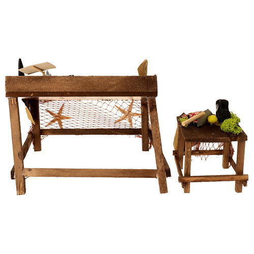 Marktstände mit Fisch aus Terrakotta, 2 Stück, im neapolitanischen Stil, für 14–16 cm Krippe – Krippenzubehör 6