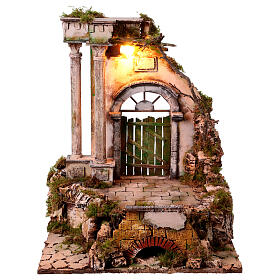 Temple with double staircase, 45x40x40 cm, for 12 cm Neapolitan Nativity Scene