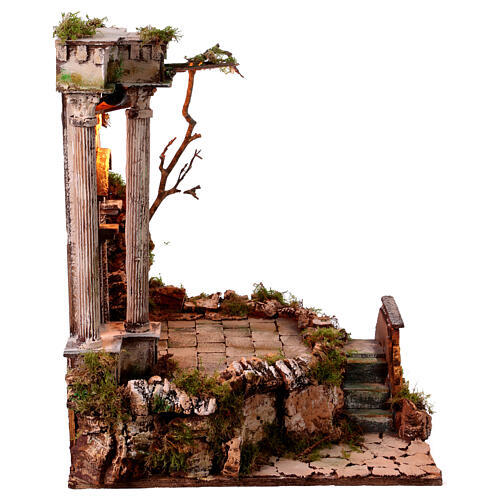 Temple with double staircase, 45x40x40 cm, for 12 cm Neapolitan Nativity Scene 5