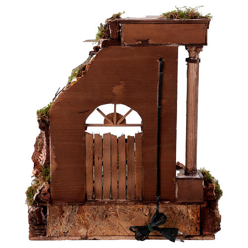 Cenário templo com duas escadas 45x40x40 cm presépio napolitano 12 cm 6