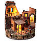 18th century style round nativity scene with temple 55x50 cm Neapolitan scene 8-12 cm s5