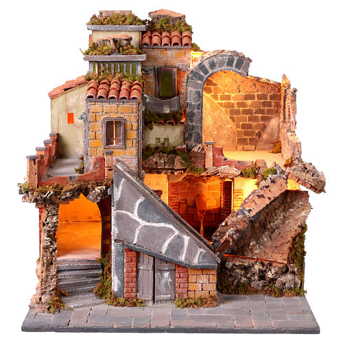 Presépio estilo séc. XVIII fonte 50x50x45 cm presépio napolitano 10-12 cm 1