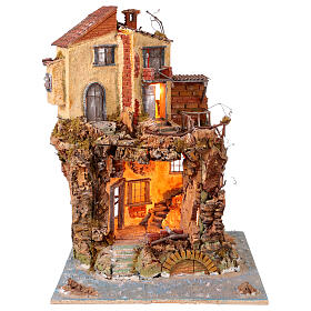 Crèche style XVIIIe îlot mer 55x40x45 cm crèche napolitaine 10-12 cm