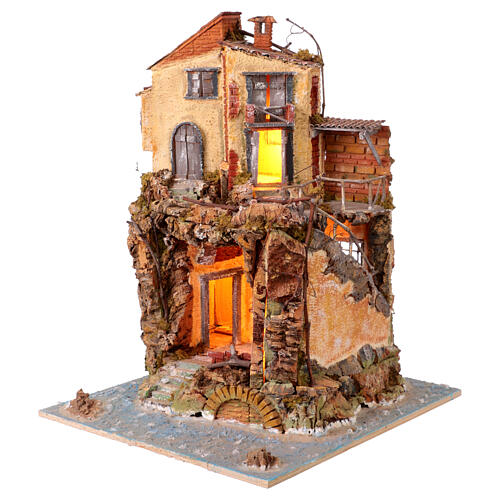 Szopka neapolitańska w stylu XVIII wieku - wysepka nadmorska 55×40×45 cm, do figurek 10–12 cm 3