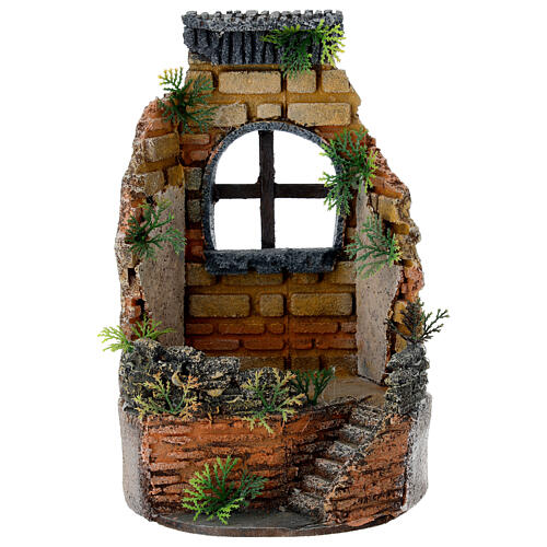 Brick wall window scene 20x15 cm Neapolitan nativity 10 cm 1