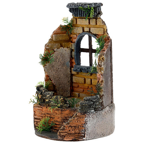 Brick wall window scene 20x15 cm Neapolitan nativity 10 cm 2