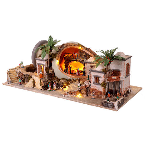 Ánfora terracota belén estilo 700 napolitano 25x85x40 cm con figuras 8
