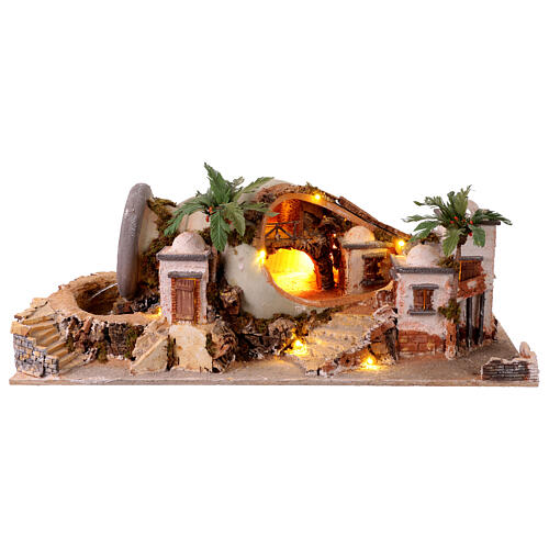 Ánfora terracota belén estilo 700 napolitano 25x85x40 cm con figuras 14