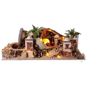 Amphore en terre cuite crèche style XVIIIe napolitain 25x85x40 cm avec statuettes