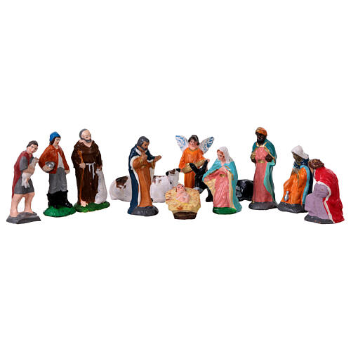 Amphore en terre cuite crèche style XVIIIe napolitain 25x85x40 cm avec statuettes 12