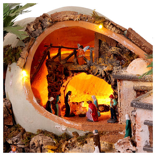 Anfora terracotta presepe stile 700 napoletano 25x85x40 cm con statuine 9