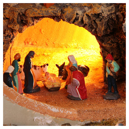 Terracotta amphora nativity scene 18th century Neapolitan style 25x85x40 cm with figurines 4