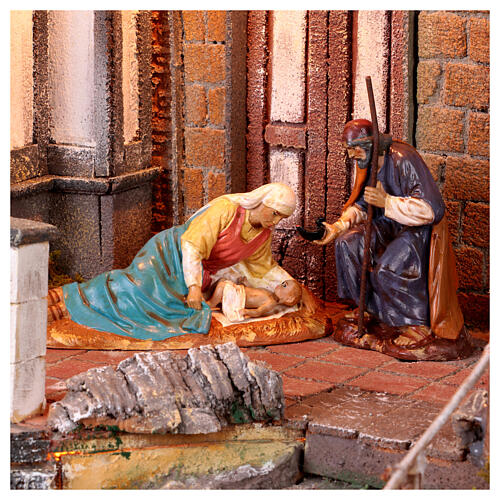 Small village with fountain, 60x40x45 cm, Neapolitan Nativity Scene with 10-12 cm figurines 10