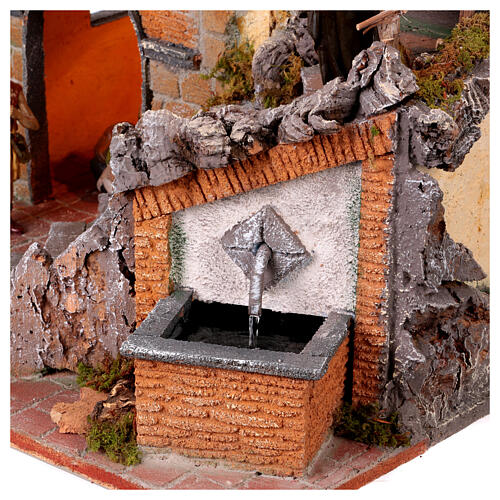 Pequeño pueblo belén fuente 60x40x45 cm belén napolitano con estatuas de 10-12 cm 3