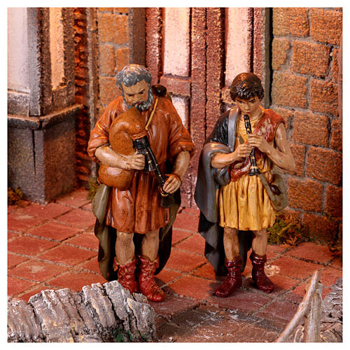 Pequeño pueblo belén fuente 60x40x45 cm belén napolitano con estatuas de 10-12 cm 12