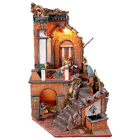 Petit hameau avec fontaine 60x40x45 cm crèche napolitaine avec figurines 10-12 cm