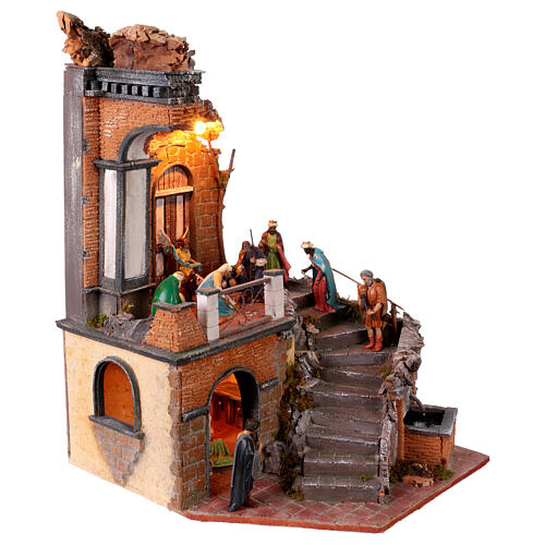 Petit hameau avec fontaine 60x40x45 cm crèche napolitaine avec figurines 10-12 cm 7