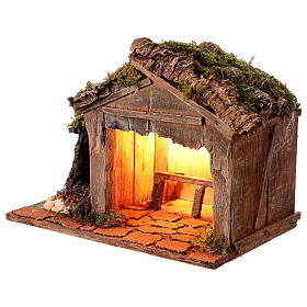 Capanna con bivacco e fuoco 25x30x20 cm presepe napoletano 8-10 cm