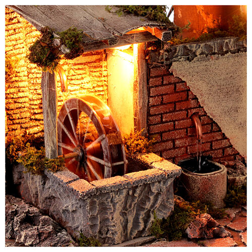 Capanna con mulino acqua e fontana 25x45x25 cm presepe napoletano 10-12 cm 2