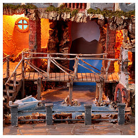 Village for 18th century-styled Nativity Scene with Sea and Bridge, 70x80x60 cm, for 10-12 cm figurines