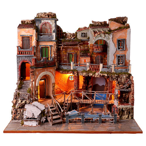 Village for 18th century-styled Nativity Scene with Sea and Bridge, 70x80x60 cm, for 10-12 cm figurines 1