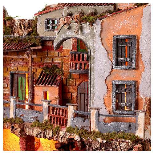 Osada szopka neapolitańska styl XVIII wieku, z morzem i mostem, 70x80x60 cm - do figurek 10-12 cm 6