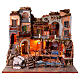 Nativity scene village 18th century style sea and bridge 70x80x60 cm, Neapolitan set 10-12 cm s1