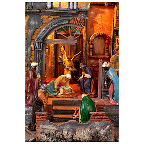 Temple église avec Nativité 55x40x35 cm crèche napolitaine 10-12 cm