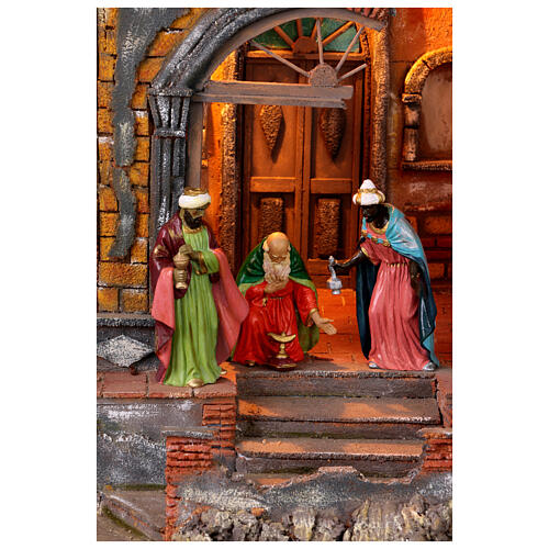 Tempio chiesa con natività 55x40x35 cm presepe napoletano 10-12 cm 6