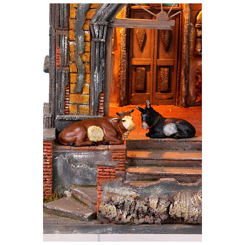 Tempio chiesa con natività 55x40x35 cm presepe napoletano 10-12 cm 9