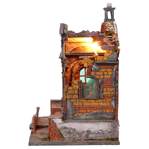 Tempio chiesa con natività 55x40x35 cm presepe napoletano 10-12 cm 11
