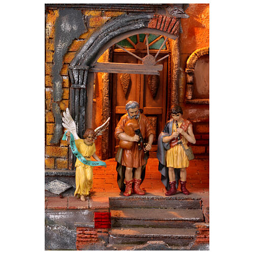 Świątynia kościół z postaciami sceny Narodzenia, 55x40x35 cm - szopka neapolitańska 10-12 cm 8