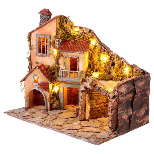 Houses with fountain, 50x60x35 cm, for Neapolitan Nativity Scene of 10-12 cm 3