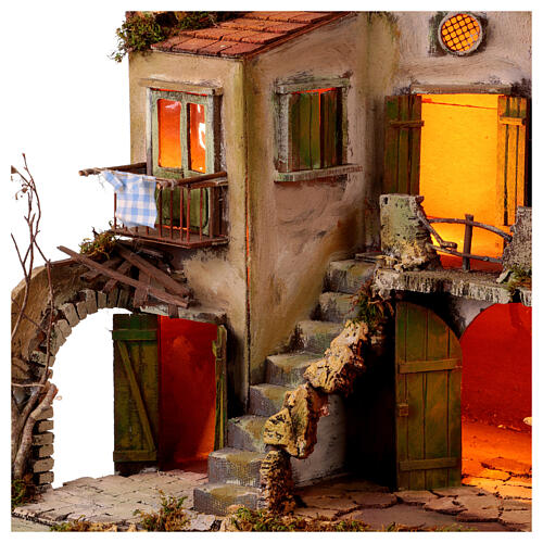 Presepe stile 700 mulino 75x60x55 cm presepe napoletano 10-12 cm 6
