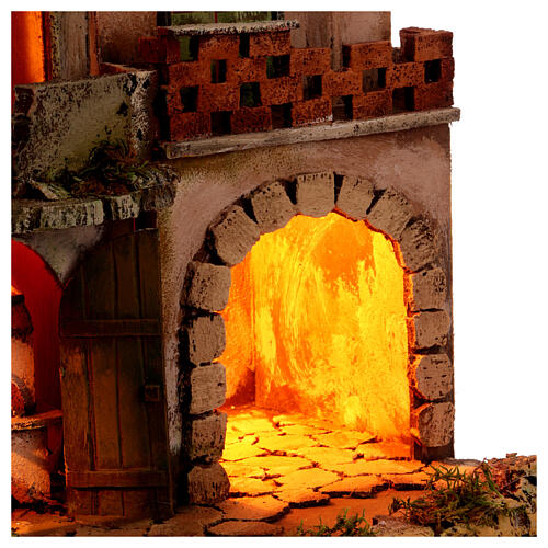 Presepe stile 700 mulino 75x60x55 cm presepe napoletano 10-12 cm 7