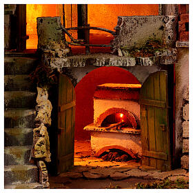 Nativity scene village 18th century mill 75x60x55 cm, Neapolitan nativity scene 10-12 cm