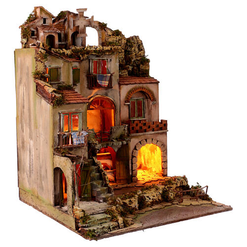 Nativity scene village 18th century mill 75x60x55 cm, Neapolitan nativity scene 10-12 cm 5