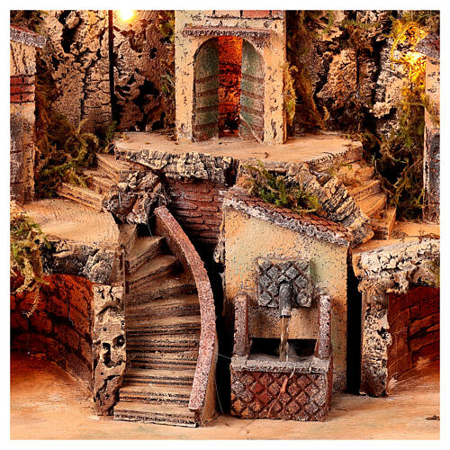 Crèche avec fontaine 35x50x25 cm pour figurines 8 cm 2