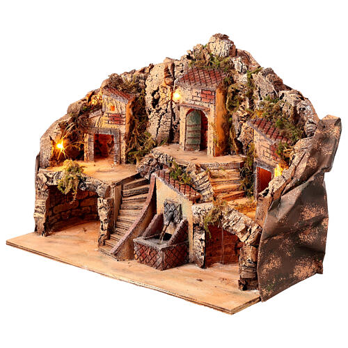 Crèche avec fontaine 35x50x25 cm pour figurines 8 cm 3
