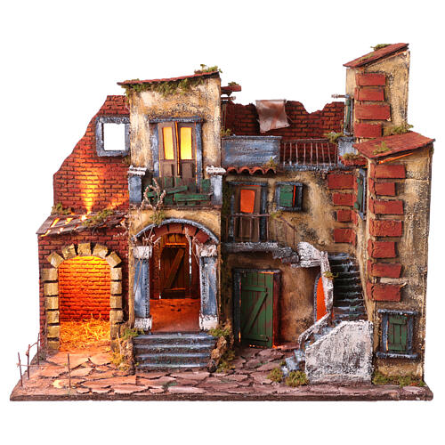 Scena presepe stile 700 con terrazzo 50x60x40 cm presepe napoletano 10-12 cm 1