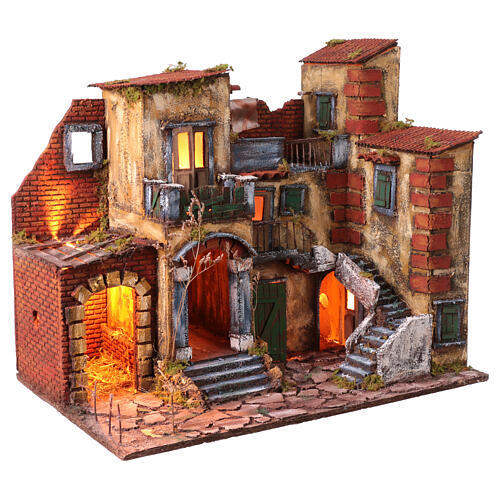 Scena presepe stile 700 con terrazzo 50x60x40 cm presepe napoletano 10-12 cm 3
