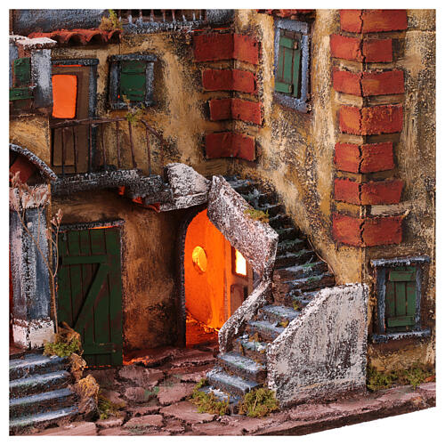 Scena presepe stile 700 con terrazzo 50x60x40 cm presepe napoletano 10-12 cm 4