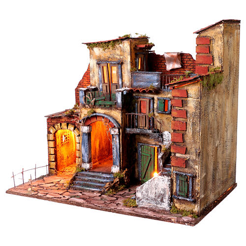Scena presepe stile 700 con terrazzo 50x60x40 cm presepe napoletano 10-12 cm 5