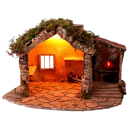 Stable with oven, 35x55x45 cm, for 10-14 cm Neapolitan Nativity Scene 1