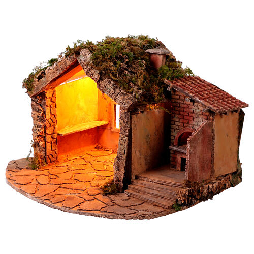 Capanna con forno 35x55x45 cm presepe napoletano 10-14 cm 3