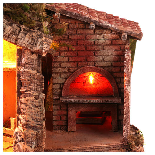 Capanna con forno 35x55x45 cm presepe napoletano 10-14 cm 4