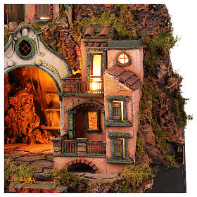 Presepe del 700 con base per metà arco 75x60x45 cm presepe napoletano 10-12 cm