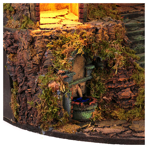 18th century nativity village with fountain and half-arch base 75x60x45 cm Neapolitan nativity scene 10-12 cm 8