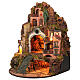 18th century nativity village with fountain and half-arch base 75x60x45 cm Neapolitan nativity scene 10-12 cm s3